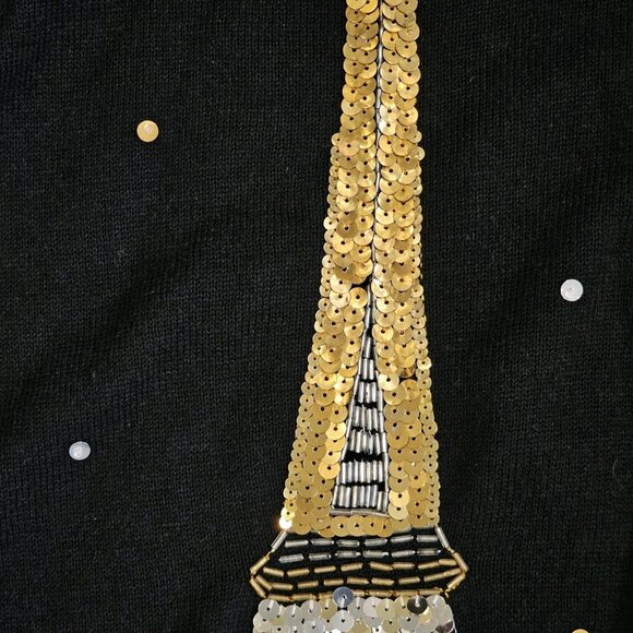 VTG Storybook Knits Paris Eiffel Tower Cardigan Sweater Beaded Sz XL 1X NWT - Picture 10 of 11